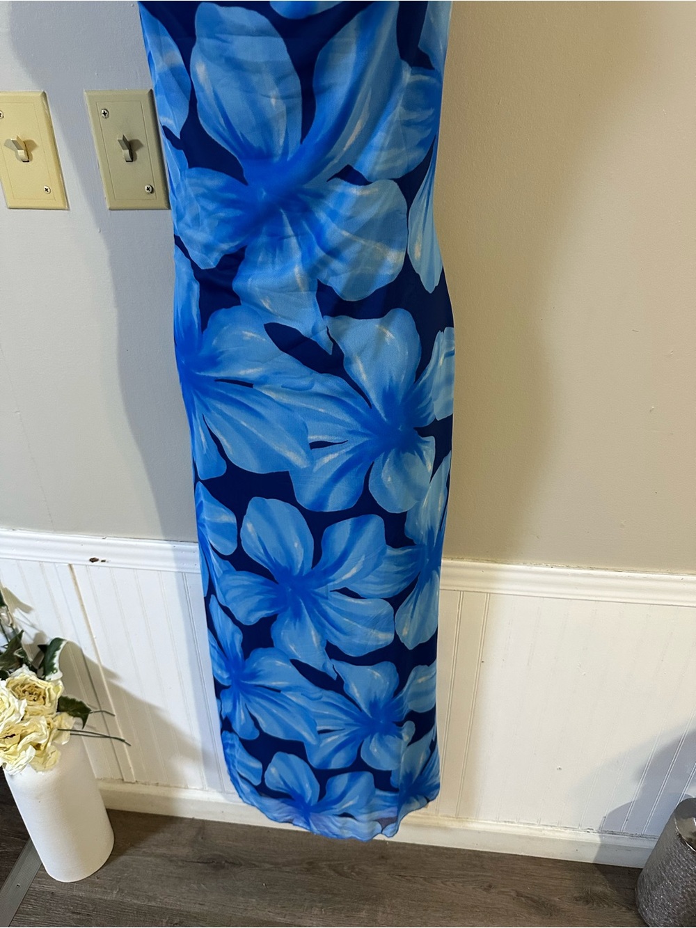 Blue Floral Cowl Neck Maxi Dress - Picture 5 of 6